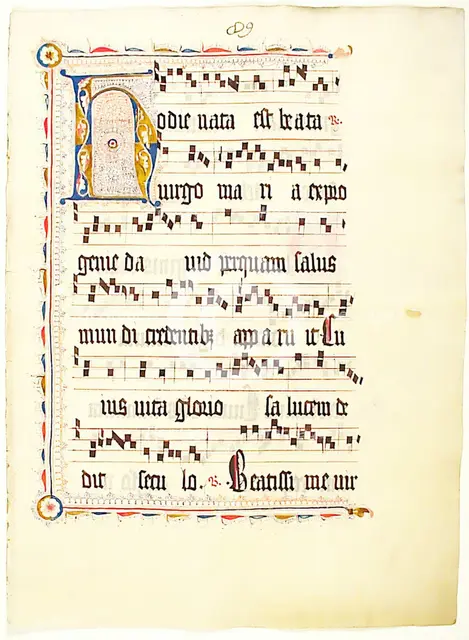 Manuscript Leaf with Initial H, from an Antiphonary, German, second quarter 15th century. Creator: Unknown.