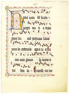Manuscript Leaf with Initial H, from an Antiphonary, German, second quarter 15th century. Creator: Unknown