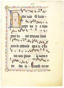 Manuscript Leaf with Initial H, from an Antiphonary, German, second quarter 15th century. Creator: Unknown