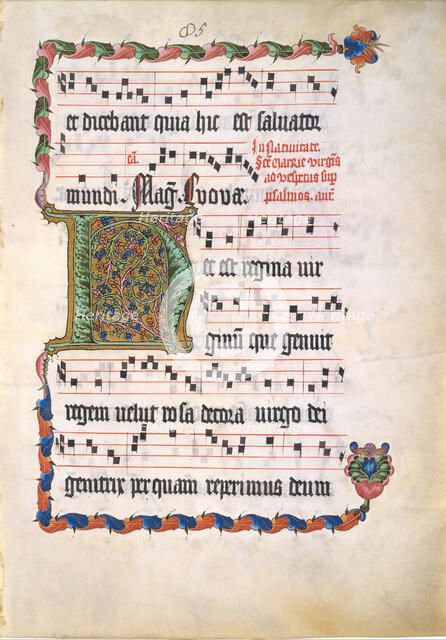 Manuscript Leaf with Initial H, from an Antiphonary, German, second quarter 15th century. Creator: Unknown.