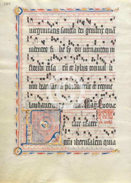 Manuscript Leaf with Initial L, from an Antiphonary, German, second quarter 15th century. Creator: Unknown.