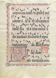 Manuscript Leaf with Initial L, from an Antiphonary, German, second quarter 15th century. Creator: Unknown
