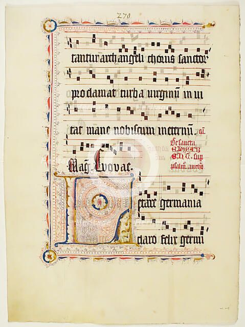 Manuscript Leaf with Initial L, from an Antiphonary, German, second quarter 15th century. Creator: Unknown.