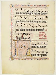 Manuscript Leaf with Initial L, from an Antiphonary, German, second quarter 15th century. Creator: Unknown