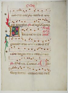 Manuscript Leaf with Initial L, from an Antiphonary, Italian, 15th century. Creator: Unknown