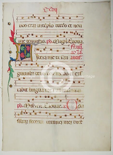Manuscript Leaf with Initial L, from an Antiphonary, Italian, 15th century. Creator: Unknown.