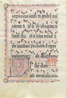 Manuscript Leaf with Initial L, from an Antiphonary, second quarter 15th century. Creator: Unknown