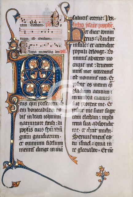 Manuscript Leaf with Initial M, from a Missal, ca. 1290. Creator: Unknown.