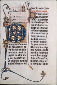 Manuscript Leaf with Initial M, from a Missal, French, ca. 1290. Creator: Unknown