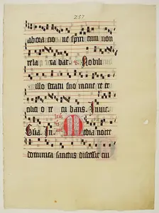 Manuscript Leaf with Initial M, from an Antiphonary, German, second quarter 15th century. Creator: Unknown