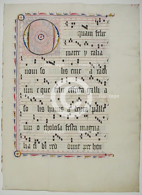 Manuscript Leaf with Initial O, from an Antiphonary, German, second quarter 15th century. Creator: Unknown.