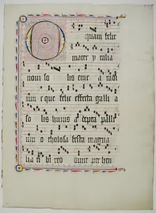 Manuscript Leaf with Initial O, from an Antiphonary, German, second quarter 15th century. Creator: Unknown