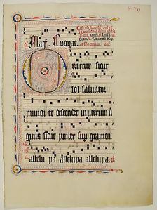 Manuscript Leaf with Initial O, from an Antiphonary, German, second quarter 15th century. Creator: Unknown