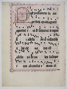 Manuscript Leaf with Initial P, from an Antiphonary, German, second quarter 15th century. Creator: Unknown