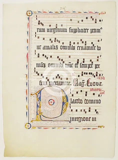 Manuscript Leaf with Initial P, from an Antiphonary, German, second quarter 15th century. Creator: Unknown.