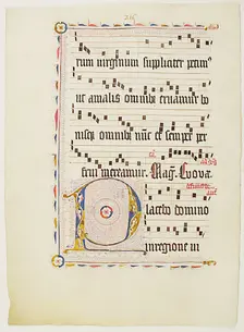 Manuscript Leaf with Initial P, from an Antiphonary, German, second quarter 15th century. Creator: Unknown