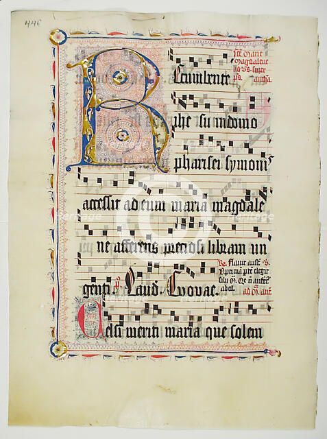 Manuscript Leaf with Initial R, from an Antiphonary, German, second quarter 15th century. Creator: Unknown.