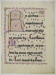 Manuscript Leaf with Initial R, from an Antiphonary, German, second quarter 15th century. Creator: Unknown
