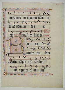 Manuscript Leaf with Initial R, from an Antiphonary, German, second quarter 15th century. Creator: Unknown