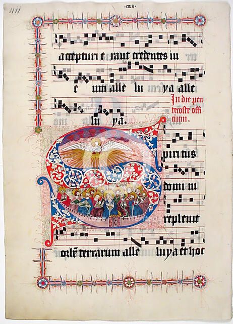 Manuscript Leaf with Initial S, from a Gradual, German, second quarter 15th century. Creator: Unknown.