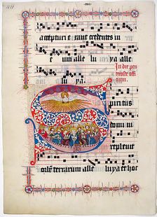 Manuscript Leaf with Initial S, from a Gradual, German, second quarter 15th century. Creator: Unknown