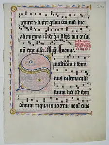 Manuscript Leaf with Initial S, from an Antiphonary, German, second quarter 15th century. Creator: Unknown