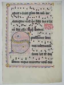 Manuscript Leaf with Initial S, from an Antiphonary, German, second quarter 15th century. Creator: Unknown