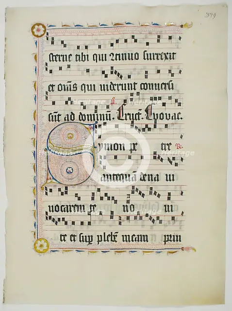 Manuscript Leaf with Initial S, from an Antiphonary, German, second quarter 15th century. Creator: Unknown.