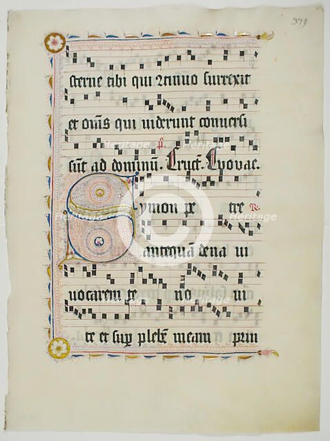 Manuscript Leaf with Initial S, from an Antiphonary, German, second quarter 15th century. Creator: Unknown.