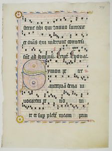 Manuscript Leaf with Initial S, from an Antiphonary, German, second quarter 15th century. Creator: Unknown