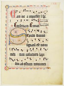 Manuscript Leaf with Initial S, from an Antiphonary, German, second quarter 15th century. Creator: Unknown