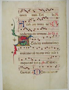Manuscript Leaf with Initial S, from an Antiphonary, Italian, 15th century. Creator: Unknown
