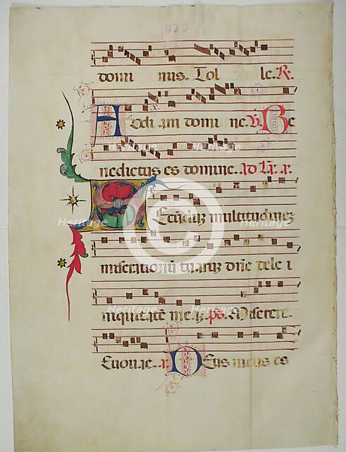 Manuscript Leaf with Initial S, from an Antiphonary, Italian, 15th century. Creator: Unknown.