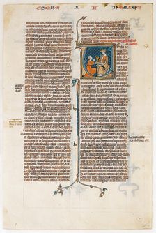 Manuscript Leaf with Opening of The Book of Nehemias, from a Bible, French, ca. 1280-1300. Creator: Unknown