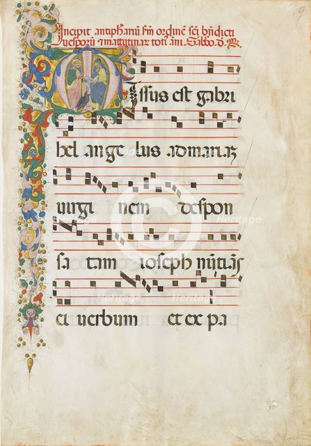 Manuscript Leaf with Saint John the Evangelist and Saint John the Baptist..., second half 15th cent. Creator: Master of the Riccardiana Lactantius.