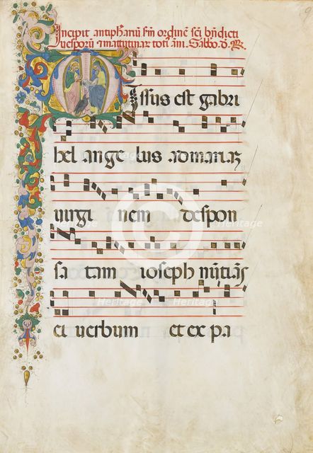 Manuscript Leaf with Saint John the Evangelist and Saint John the Baptist in an..., 2nd half 15th ce Creator: Unknown.