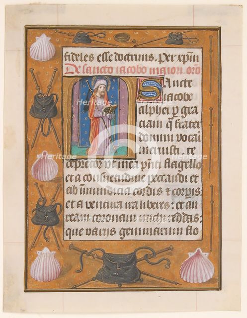 Manuscript Leaf with Saint James the Greater, from a Book of Hours, ca. 1500. Creator: Unknown.