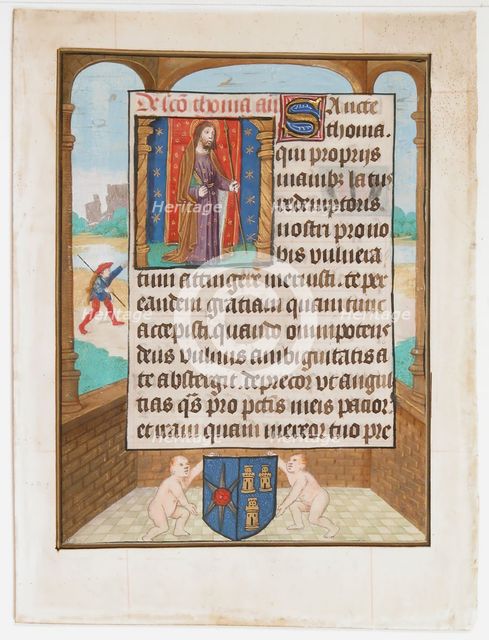 Manuscript Leaf with Saint Thomas, from a Book of Hours, ca. 1500. Creator: Unknown.