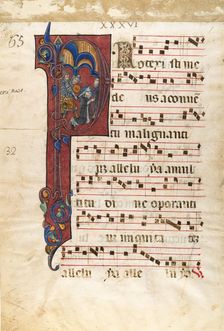 Manuscript Leaf with the Martyrdom of Saint Peter Martyr in an Initial P..., ca. 1270-80. Creator: Unknown