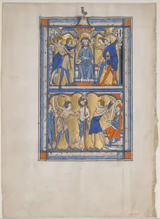 Manuscript Leaf with the Mocking and Flagellation of Christ, from a Royal Psalter, British, 13th cen Creator: Unknown