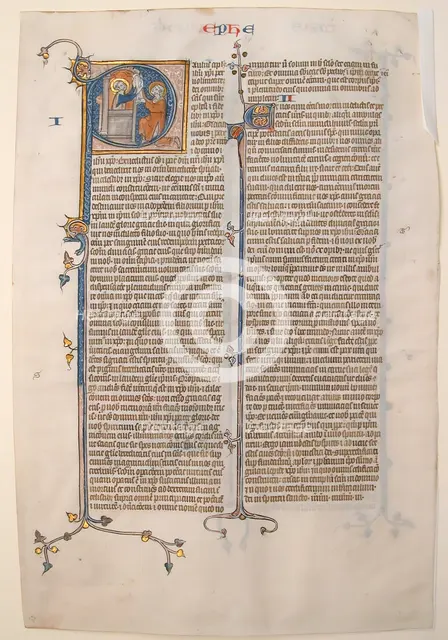 Manuscript Leaf with the Opening of the Epistle of Saint Paul to the Ephesians, from a Bible, ca. 13 Creator: Unknown.