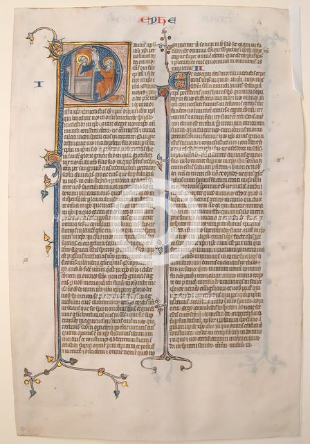 Manuscript Leaf with the Opening of the Epistle of Saint Paul to the Ephesians, from a Bible, ca. 13 Creator: Unknown.