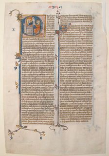 Manuscript Leaf with the Opening of the Epistle of Saint Paul to the Ephesians, French, ca. 1300. Creator: Unknown