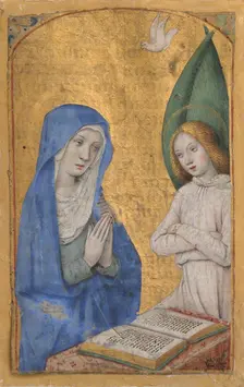 Manuscript Leaf with the Annunciation from a Book of Hours, ca. 1485-90. Creator: Jean Bourdichon