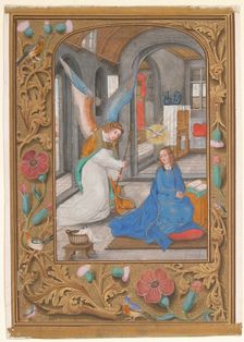 Manuscript Leaf with the Annunciation, from a Book of Hours, ca. 1500-1525. Creator: Unknown