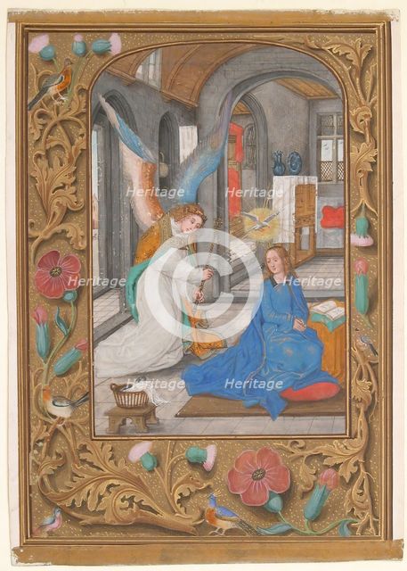 Manuscript Leaf with the Annunciation, from a Book of Hours, ca. 1500-1525. Creator: Unknown.