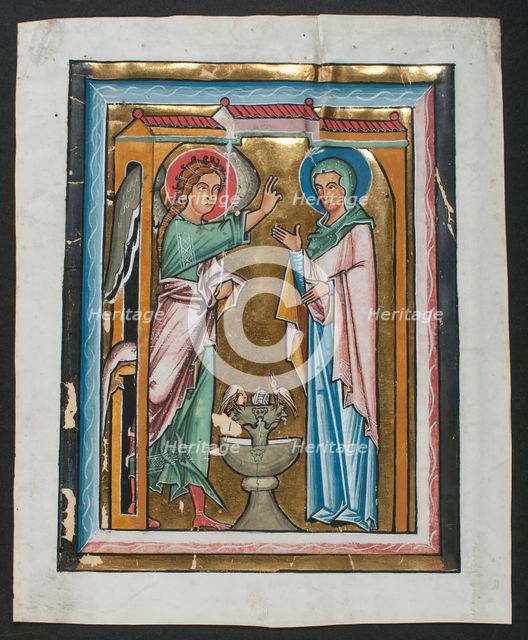 Manuscript Leaf with the Annunciation, from a Psalter , mid-13th century. Creator: Unknown.