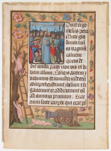 Manuscript Leaf with the Betrayal, from a Book of Hours, ca. 1500. Creator: Unknown