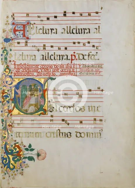 Manuscript Leaf with the Celebration of a Mass in an Initial S..., second half 15th century. Creator: Master of the Riccardiana Lactantius.