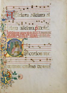 Manuscript Leaf with the Celebration of a Mass in an Initial S..., second half 15th century. Creator: Master of the Riccardiana Lactantius